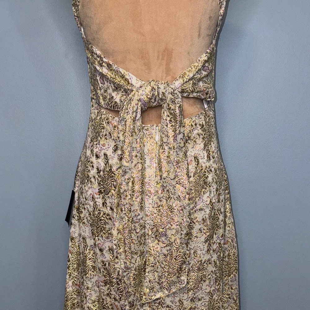 Lulu's Sleeveless Floral Maxi Dress in gold and Cream - Picture 9 of 13